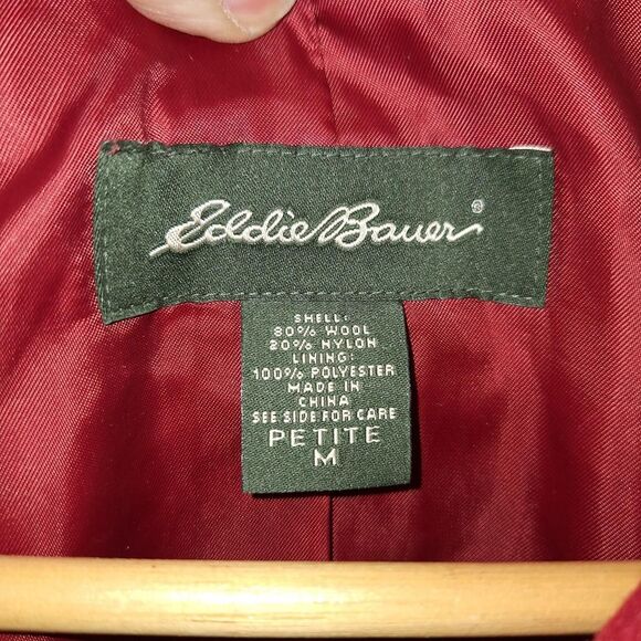 Eddie Bauer Women's Classic Vintage y2k Red Pea Coat - Picture 4 of 4